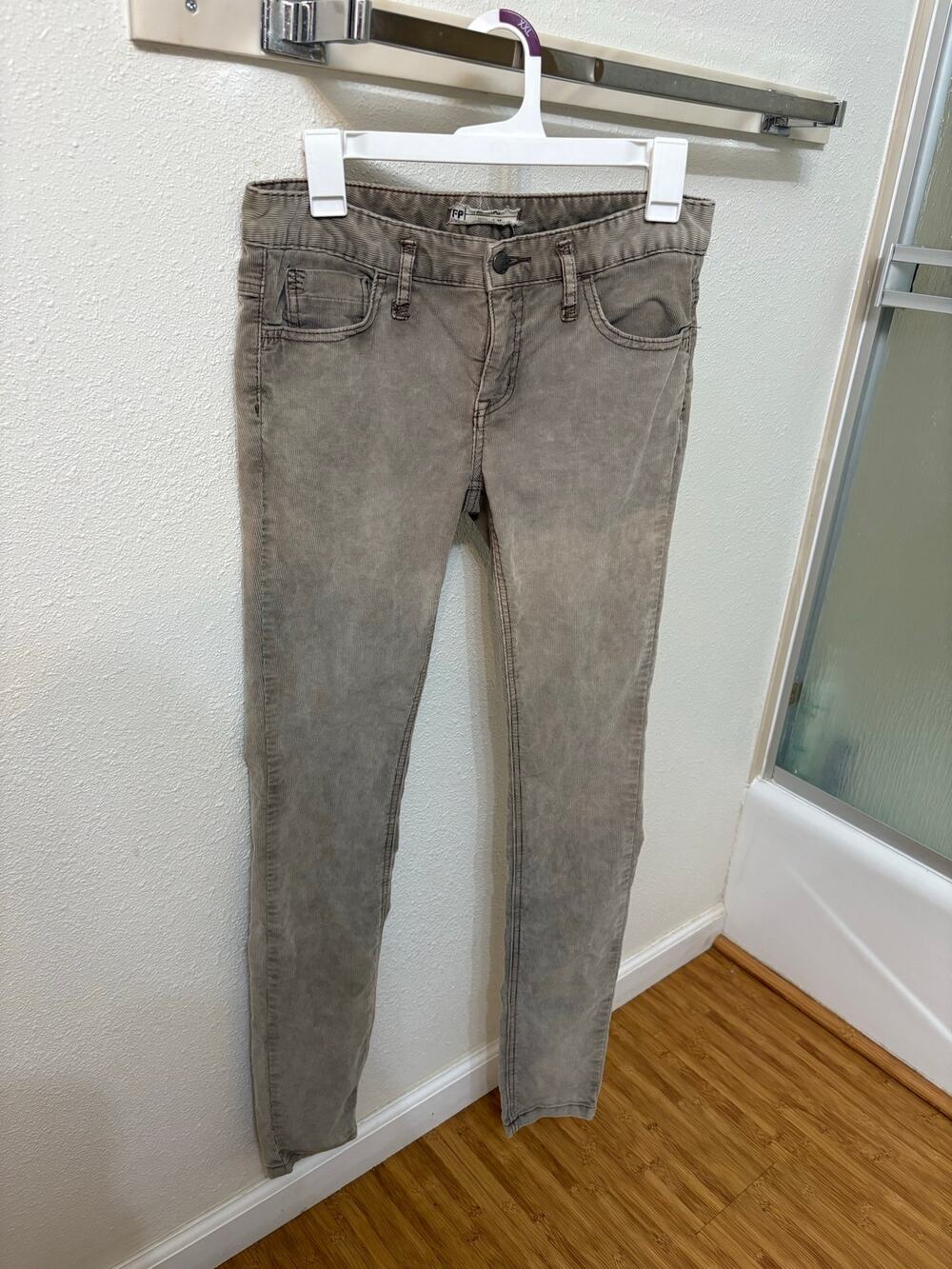 Free People Mineral Wash Corduroy Skinny Jeans Pants Size 27 Taupe